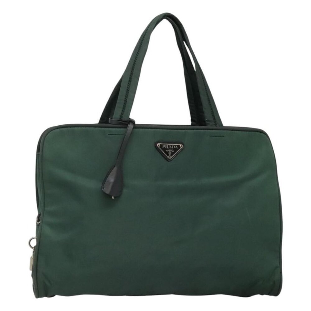 PRADA Hand Bag Nylon Green Auth KD021